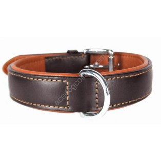 Ace Comfy LEATHER DOG COLLAR Padded And lined with soft Lamb's Leather (Brown With tan Lining) 